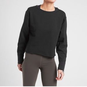 Athleta Raw Edge Black Sweatshirt size XS